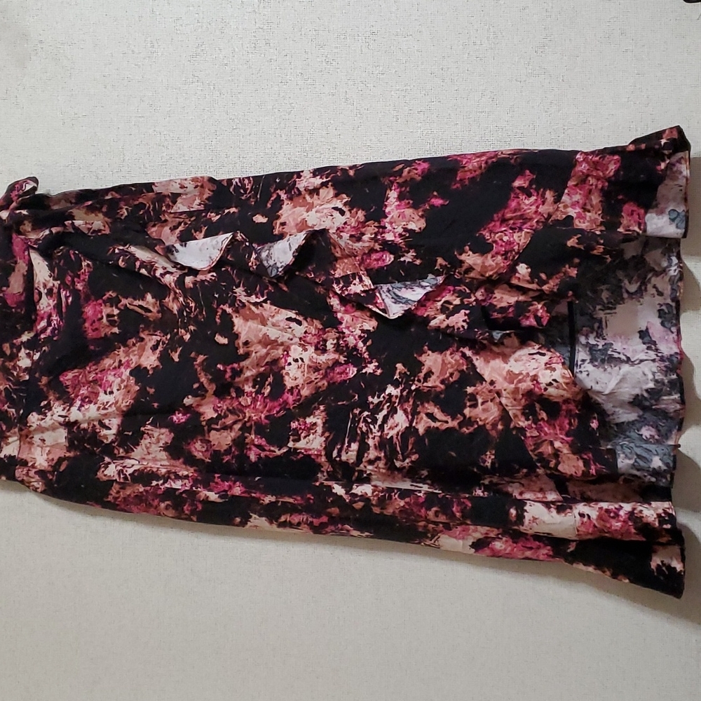 INC Floral Ruffle hem wrap Tie side Skirt M